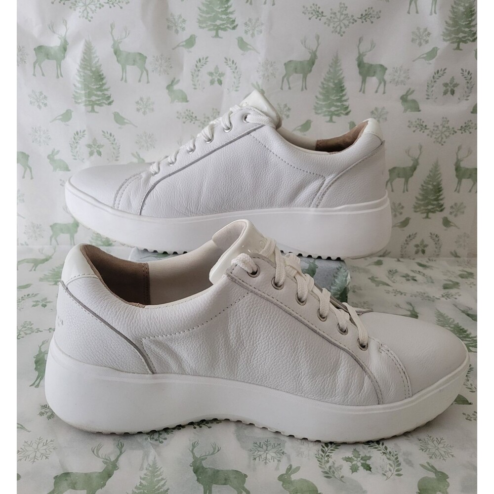 Vionic Kearny Women’s White Low Top Lace-Up Platform Leather Sneaker, Wide Fit - Picture 10 of 15